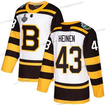 Muž Boston Bruins #43 Danton Heinen Bílý Autentické 2019 Zimní Klasický 2019 Stanley Cup Final Bound Sešitý Hokejový Dres