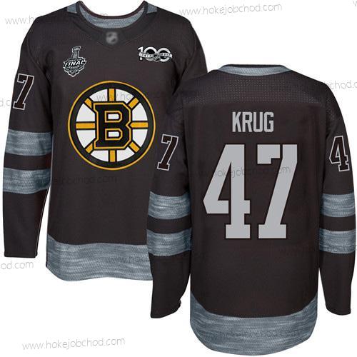 Muž Boston Bruins #47 Torey Krug Černá 1917-2017 100th Výročí 2019 Stanley Cup Final Bound Sešitý Hokejový Dres