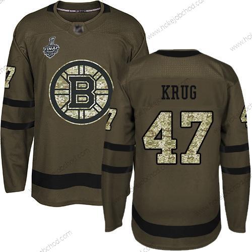 Muž Boston Bruins #47 Torey Krug Zelená Salute to Service 2019 Stanley Cup Final Bound Sešitý Hokejový Dres