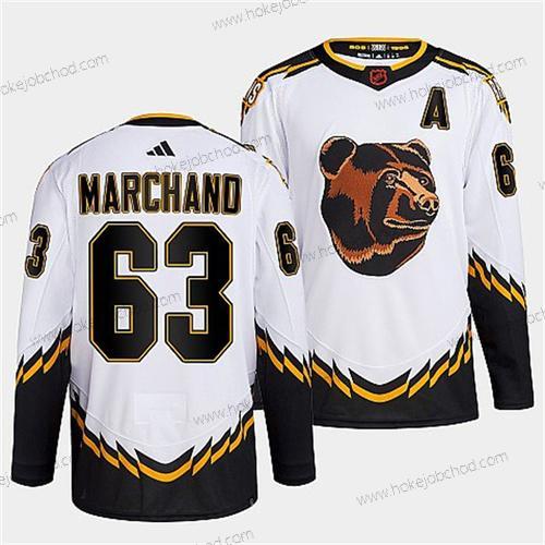 Muž Boston Bruins #63 Brad Marchand 2022 Bílý Obrácený Retro Sešitý Dres