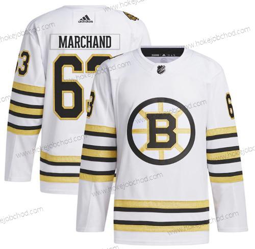 Muž Boston Bruins #63 Brad Marchand Bílý 100th Výročí Primegreen Sešitý Dres