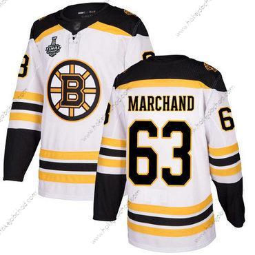 Muž Boston Bruins #63 Brad Marchand Bílý Road Autentické 2019 Stanley Cup Final Bound Sešitý Hokejový Dres