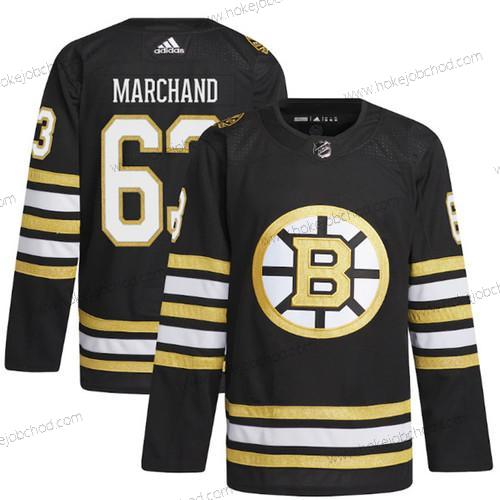 Muž Boston Bruins #63 Brad Marchand Černá 100th Výročí Primegreen Sešitý Dres