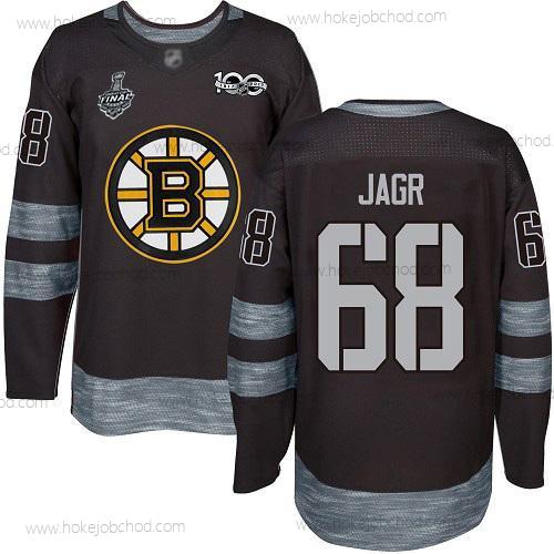 Muž Boston Bruins #68 Jaromir Jagr Černá 1917-2017 100th Výročí 2019 Stanley Cup Final Bound Sešitý Hokejový Dres