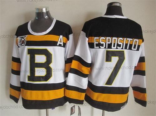 Muž Boston Bruins #7 Phil Esposito Bílý 75Th Retro CCM Dres