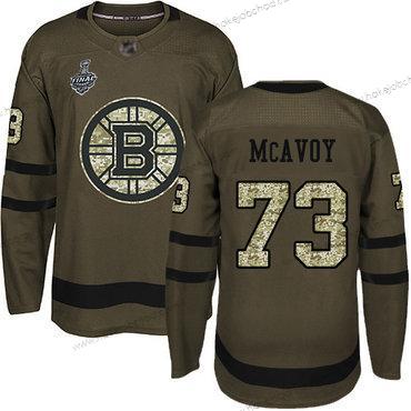 Muž Boston Bruins #73 Charlie Mcavoy Zelená Salute to Service 2019 Stanley Cup Final Bound Sešitý Hokejový Dres