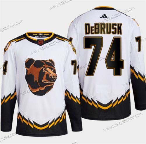 Muž Boston Bruins #74 Jake Debrusk Bílý 2022-23 Obrácený Retro Sešitý Dres