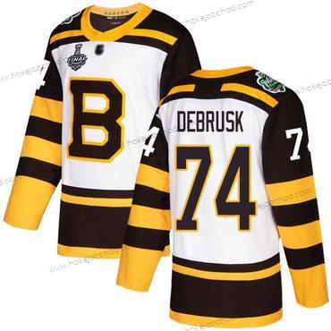 Muž Boston Bruins #74 Jake Debrusk Bílý Autentické 2019 Zimní Klasický 2019 Stanley Cup Final Bound Sešitý Hokejový Dres