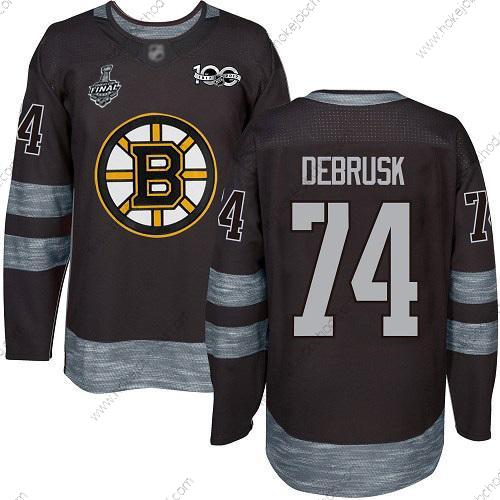 Muž Boston Bruins #74 Jake Debrusk Černá 1917-2017 100th Výročí 2019 Stanley Cup Final Bound Sešitý Hokejový Dres