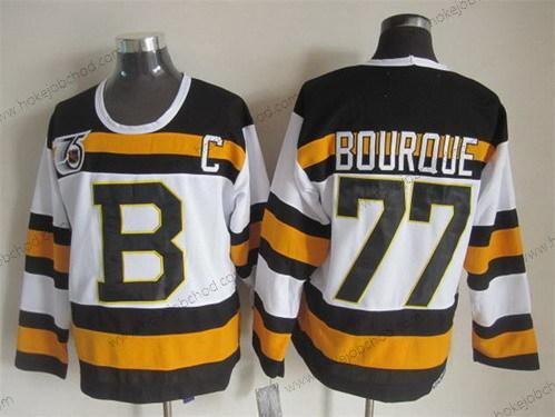 Muž Boston Bruins #77 Ray Bourque Bílý 75Th Retro CCM Dres