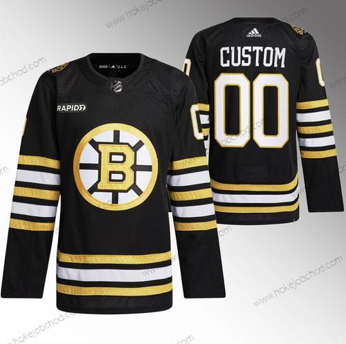 Muž Boston Bruins Přizpůsobené Černá With Rapid7 Patch 100th Výročí Sešitý Dres