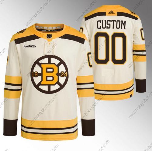 Muž Boston Bruins Přizpůsobené Krémová With Rapid7 Patch 100th Výročí Sešitý Dres