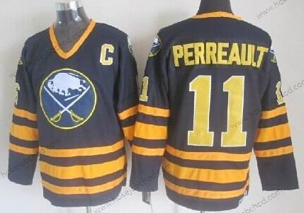 Muž Buffalo Sabres #11 Gilbert Perreault Námořnictvo Modrý Retro CCM Dres