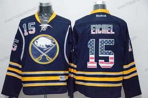 Muž Buffalo Sabres #15 Jack Eichel Domácí Námořnictvo Modrý USA Flag NHL Reebok Dres