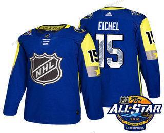 Muž Buffalo Sabres #15 Jack Eichel Modrý 2018 NHL All-Star Sešitý Hokejový Dres