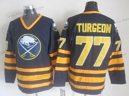 Muž Buffalo Sabres #77 Pierre Turgeon Námořnictvo Modrý Retro CCM Dres