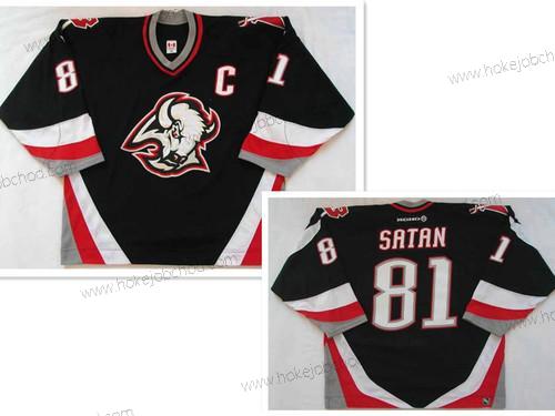 Muž Buffalo Sabres #81 Miroslav Satan Road Černá NHL Dres