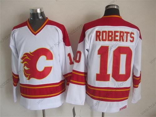 Muž Calgary Flames #10 Gary Roberts Bílý Retro CCM Dres