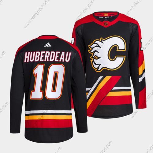 Muž Calgary Flames #10 Jonathan Huberdeau Černá 2022-23 Obrácený Retro Sešitý Dres