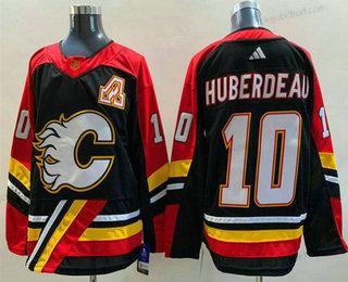 Muž Calgary Flames #10 Jonathan Huberdeau Černá 2022 Obrácený Retro Sešitý Dres