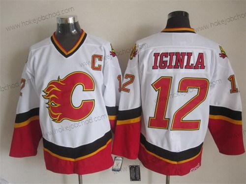 Muž Calgary Flames #12 Jarome Iginla 2003 Bílý Retro CCM Dres