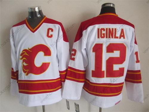 Muž Calgary Flames #12 Jarome Iginla Bílý Retro CCM Dres