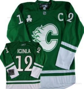 Muž Calgary Flames #12 Jarome Iginla St. Patrick’S Day Zelená Dres