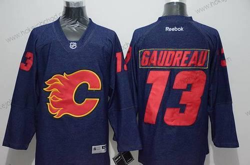 Muž Calgary Flames #13 Johnny Gaudreau Námořnictvo Modrý Denim Fabric Dres