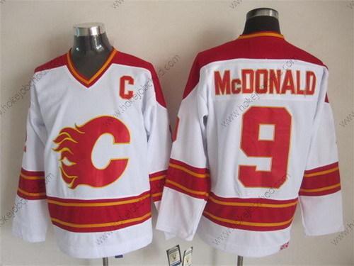 Muž Calgary Flames #9 Lanny Mcdonald Bílý Retro CCM Dres