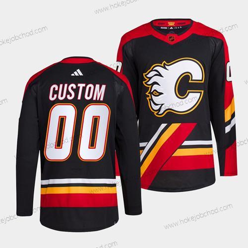 Muž Calgary Flames Přizpůsobené Černá 2022-23 Obrácený Retro Sešitý Dres