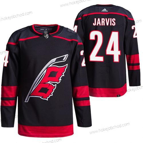 Muž Carolina Hurricanes #24 Seth Jarvis Černá Sešitý Dres