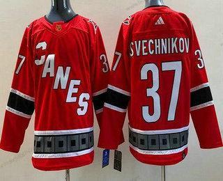 Muž Carolina Hurricanes #37 Andrei Svechnikov Červené 2022 Obrácený Retro Autentické Dres