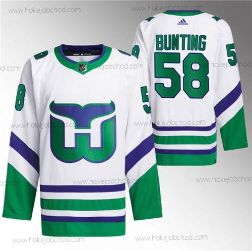 Muž Carolina Hurricanes #58 Michael Bunting Bílý 2023-24 Sešitý Dres