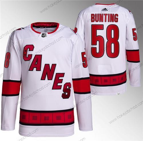 Muž Carolina Hurricanes #58 Michael Bunting Bílý Sešitý Dres