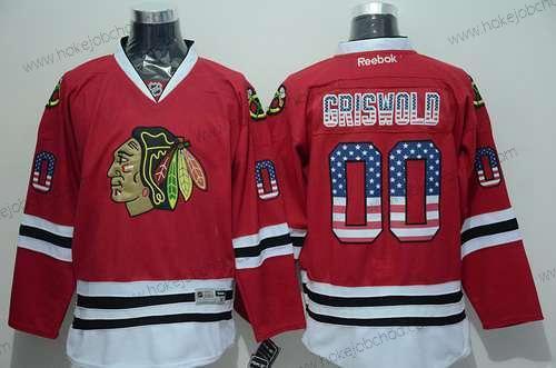 Muž Chicago Blackhawks #00 Clark Griswold USA Flag Červené Dres