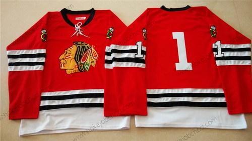 Muž Chicago Blackhawks #1 Glenn Hall 1960-61 Červené Vintage Dres