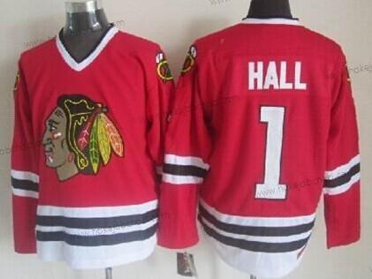 Muž Chicago Blackhawks #1 Glenn Hall Červené Retro CCM Dres