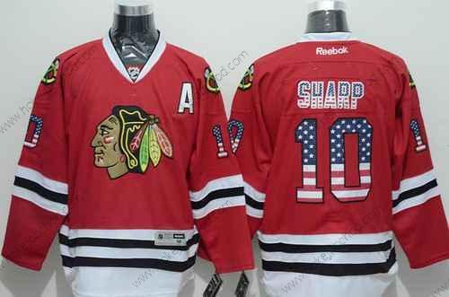 Muž Chicago Blackhawks #10 Patrick Sharp USA Flag Červené Dres