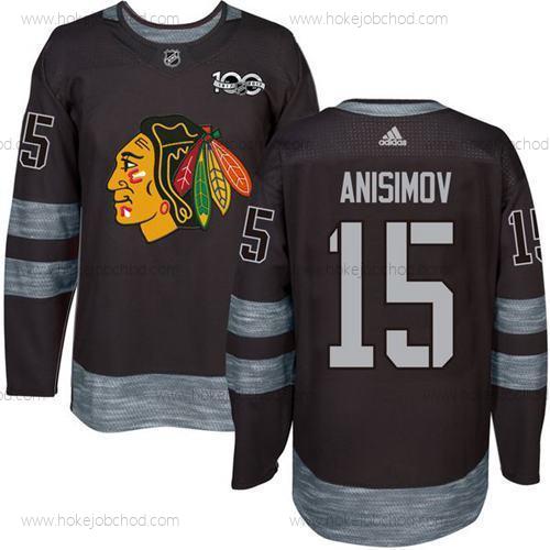 Muž Chicago Blackhawks #15 Artem Anisimov Černá 1917-2017 100th Výročí Sešitý NHL Dres