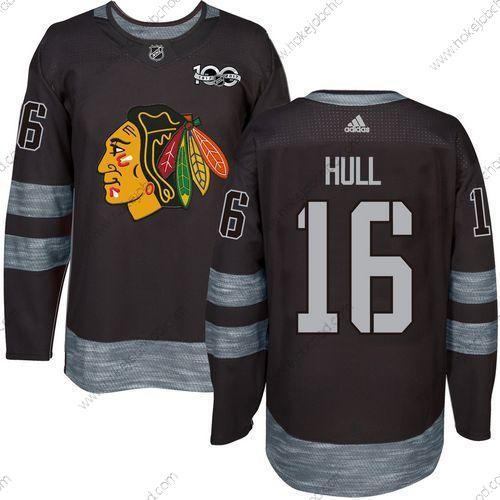 Muž Chicago Blackhawks #16 Bobby Hull Černá 1917-2017 100th Výročí Sešitý NHL Dres