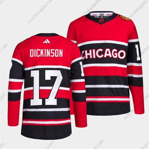 Muž Chicago Blackhawks #17 Jason Dickinson Červené Černá 2022 Obrácený Retro Sešitý Dres