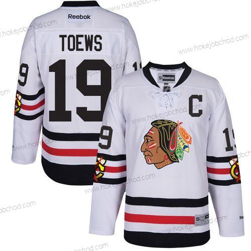 Muž Chicago Blackhawks #19 Jonathan Toews 2017 Zimní Klasický Bílý Sešitý NHL Retro Hokejový Dres