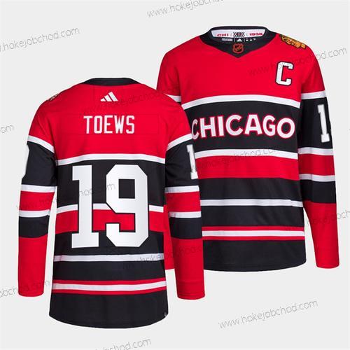 Muž Chicago Blackhawks #19 Jonathan Toews Červené Černá 2022 Obrácený Retro Sešitý Dres