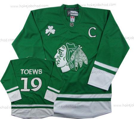 Muž Chicago Blackhawks #19 Jonathan Toews St. Patrick’S Day Zelená Dres