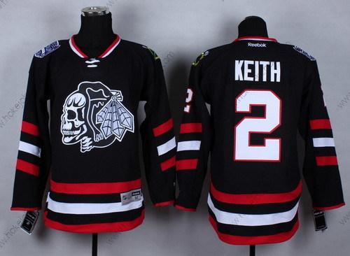 Muž Chicago Blackhawks #2 Duncan Keith 2014 Stadium Series Černá With Černá Skulls Dres