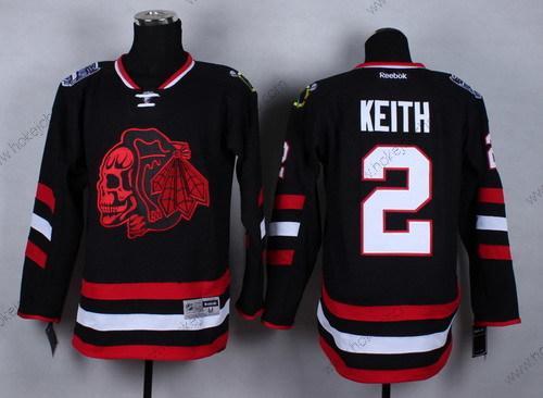 Muž Chicago Blackhawks #2 Duncan Keith 2014 Stadium Series Černá With Červené Skulls Dres