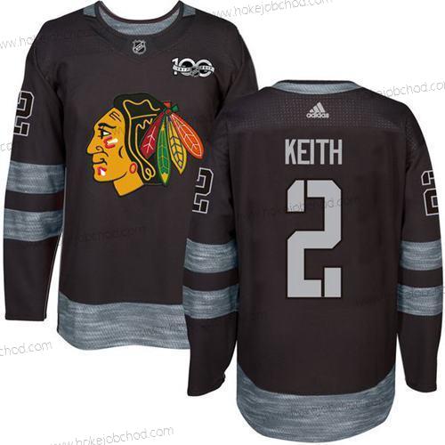 Muž Chicago Blackhawks #2 Duncan Keith Černá 1917-2017 100th Výročí Sešitý NHL Dres