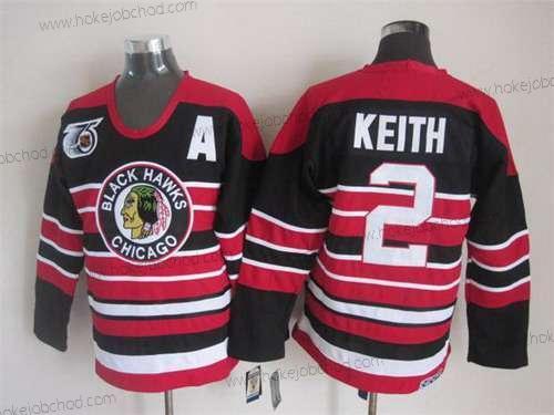 Muž Chicago Blackhawks #2 Duncan Keith Černá Pinstripe 75Th CCM Vintage Dres