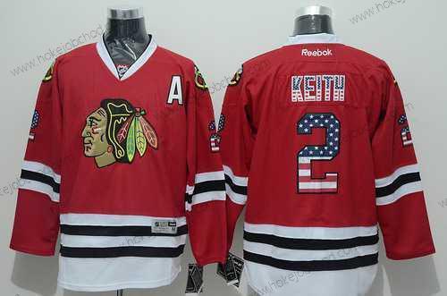 Muž Chicago Blackhawks #2 Duncan Keith USA Flag Červené Dres