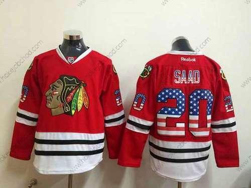 Muž Chicago Blackhawks #20 Brandon Saad USA Flag Červené Dres